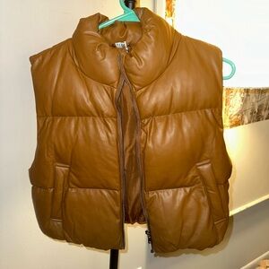 Cropped Brown Leather Vest